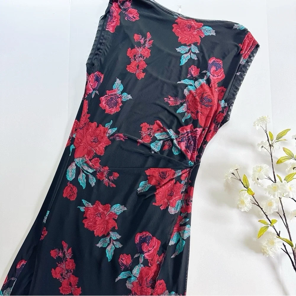 NEW Free People Carmel Floral Mesh Dress Midnight Combo